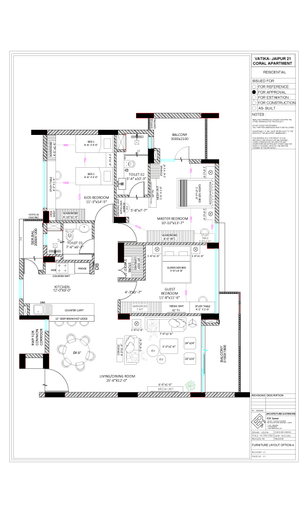 3BHK unit plan